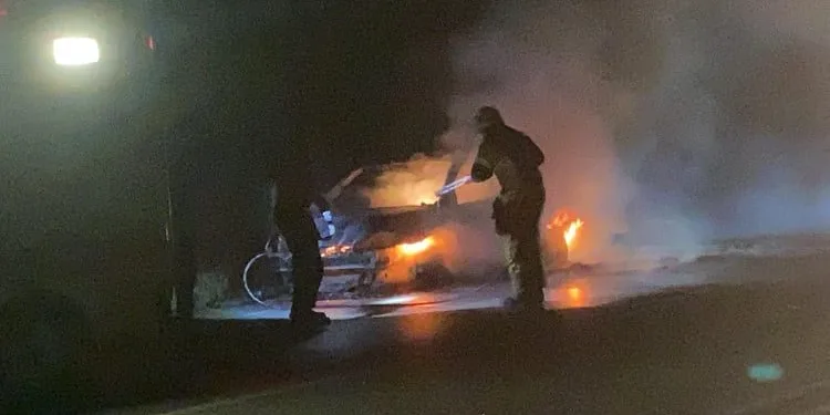 Bursa İznik’te otomobil alev alev yandı