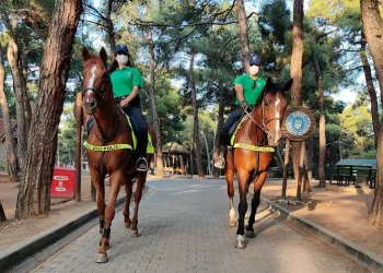 Bursa’da atlı polisler yangın denetiminde