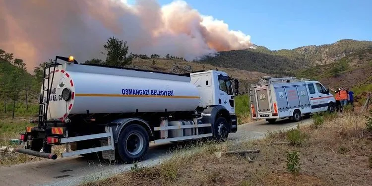 Osmangazi Belediyesi ekipleri yangın bölgesinde
