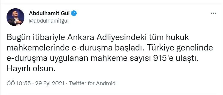 E-duruşma mahkeme sayısı 915’e ulaştı