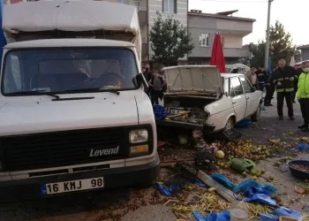 Bursa’da otomobil pazar alanına daldı