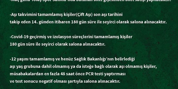 Frutti Extra Bursaspor’dan taraftarına maç öncesi bilgilendirme mesajı