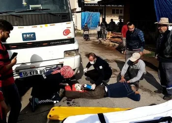 Kamyonunun üzerindeki tomruklarla birlikte düştü