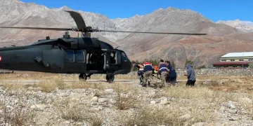 Ayı saldırısında yaralanan çobana askeri helikopterle sevk