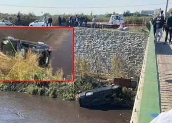 Bursa’da otomobil içindeki 4 kişiyle dereye uçtu