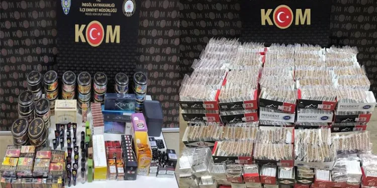 Bursa’da kaçak alkol ve tütün operasyonu