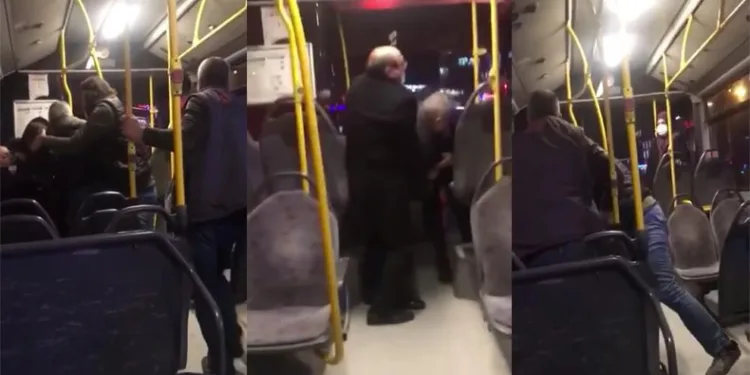 Bursa’da otobüste yumruk yumruğa yol verme kavgası