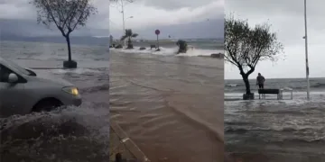 Bursa’da deniz taştı yollar sahille birleşti