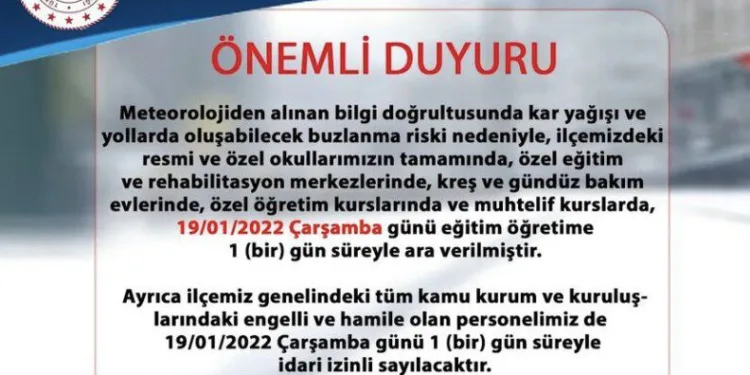 Bursa’da 6 ilçede eğitime kar engeli