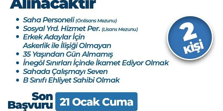 Bursa İnegöl Belediyesi sosyal hizmetler personeli alımı yapacak