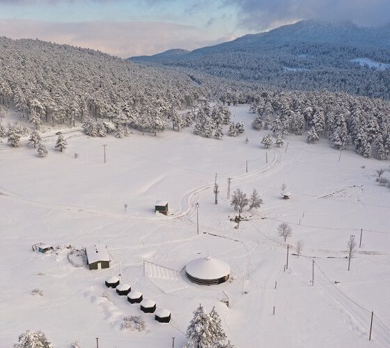 Bursa'da karla kaplı Görecik Yaylası havadan görüntülendi