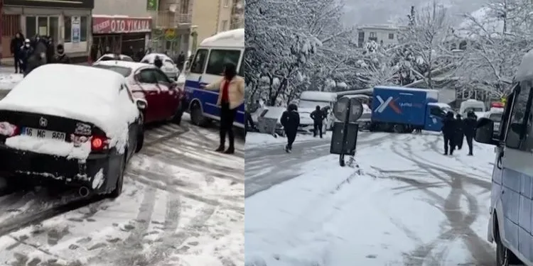 Bursa’da buzlanan yolda kazalar kaçınılmaz oldu