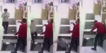 Telefonuna bakarak yürürken kendini bir kat aşağıda buldu