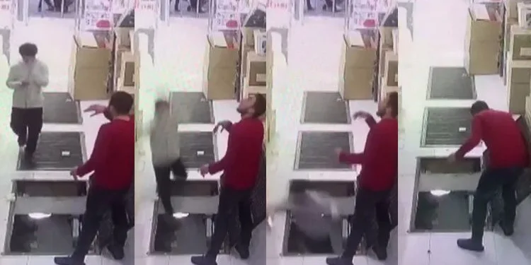 Telefonuna bakarak yürürken kendini bir kat aşağıda buldu