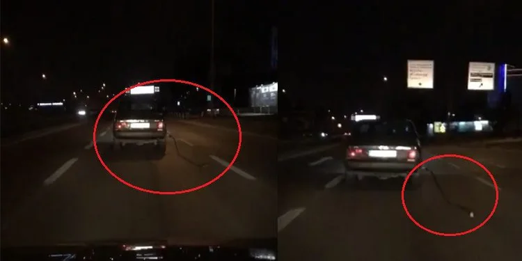 Bursa’da kopardığı yakıt pompasıyla trafikte ilerledi