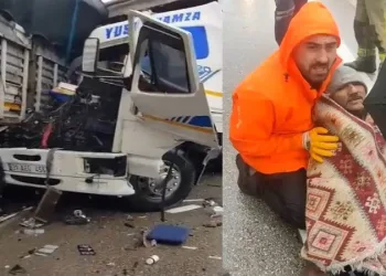 Bursa’da 2 TIR’ın karıştığı kazada 3 kişi yaralandı