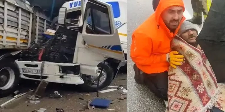 Bursa’da 2 TIR’ın karıştığı kazada 3 kişi yaralandı