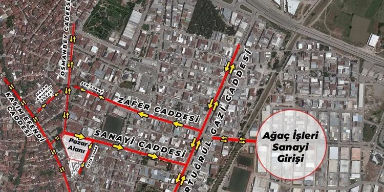 İnegöl sanayi bölgesinde tek yön uygulamaları başladı