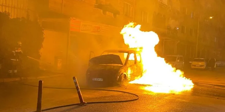 Bursa’da aracı gözlerinin önünde küle döndü