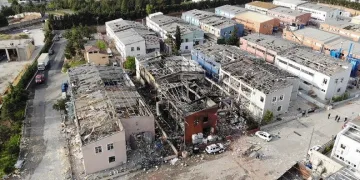 3 kişinin öldüğü fabrika havadan görüntülendi
