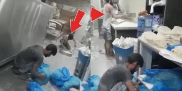 Fırında skandal görüntü! Yerden toplayıp kullandı