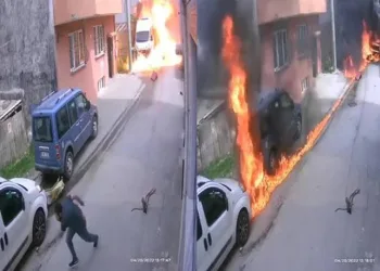 Bursa’da uçağın sokağa düşme anı kamerada
