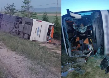 Yolcu otobüsü devrildi: 27 yaralı