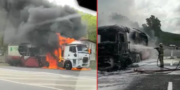 Bursa’da alev alan TIR küle döndü