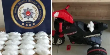 Bursa’da çocuk bisikletinden uyuşturucu çıktı