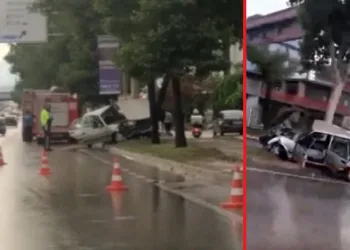 Bursa’da kontrolden çıkan otomobil ağaca çarptı
