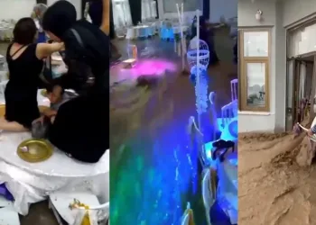 Düğünde sel felaketine yakalandılar