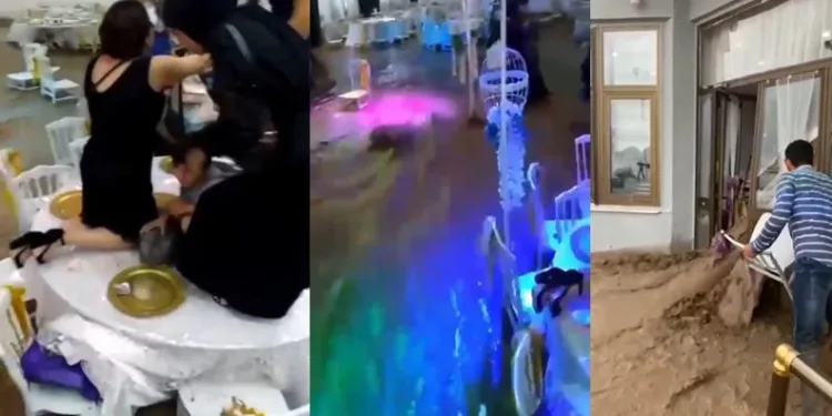 Düğünde sel felaketine yakalandılar