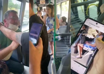 Otobüsteki tacizi yolcular fark etti