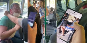 Otobüsteki tacizi yolcular fark etti
