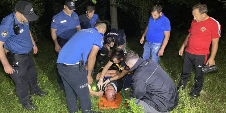 Bursa’da uçurumdan düştüğü yerde mahsur kaldı