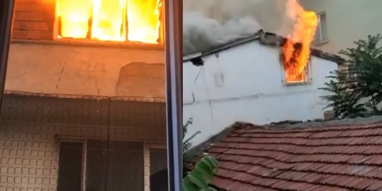 Bursa’da iki katlı ev alev alev yandı