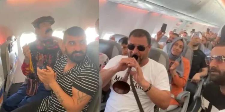 Uçakta darbukalı eğlence