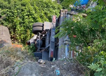 Freni tutmayan kamyon dereye uçtu