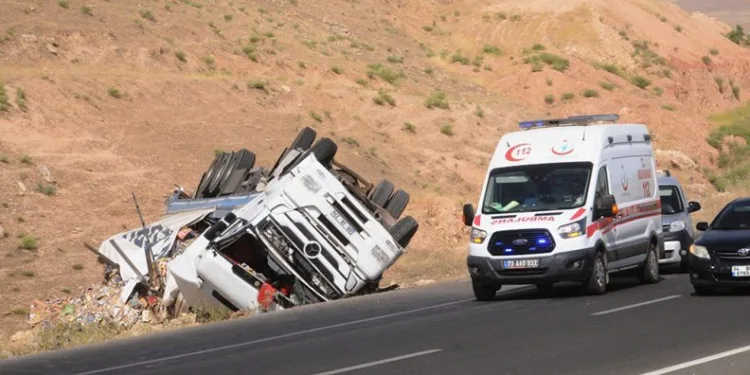 Şırnak’ta şarampole devrilen TIR sürücüsü yaralandı