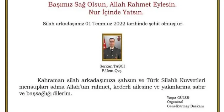 Şehit ateşi Bursa’ya düştü