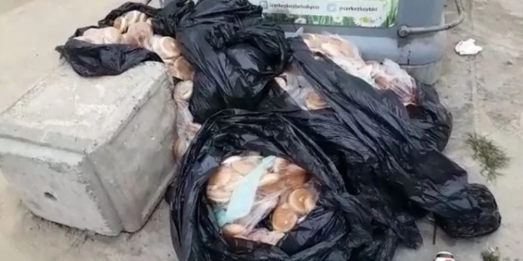 15 poşet ekmeği çöpe bıraktılar