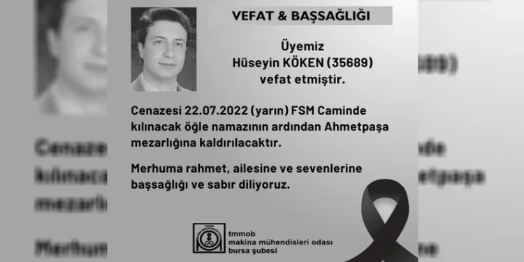 TMMOB üyesi Hüseyin Köken hayatını kaybetti