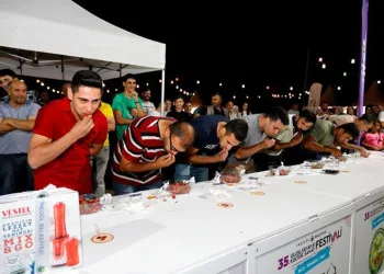 Bursa’da çilek yeme yarışması