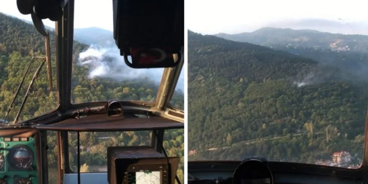 Bursa Uludağ eteklerindeki yangına müdahale