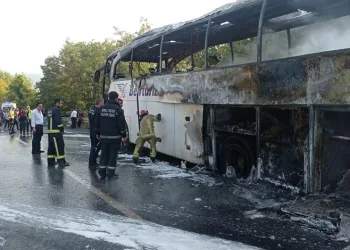 Bursa’da yolcu otobüsünde yangın çıktı