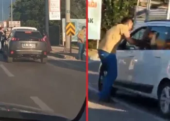 Bursa trafiğinde yol verme kavgası