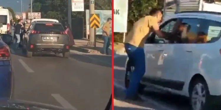 Bursa trafiğinde yol verme kavgası