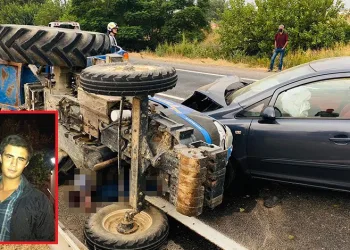 Otomobilin çarptığı traktör sürücüsü hayatını kaybetti
