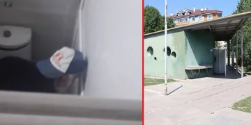 Tuvalette çocukları izlerken yakalandı