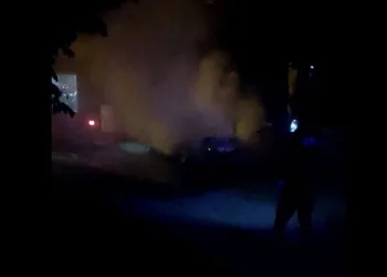 Elazığ’da park halindeki araç alev aldı